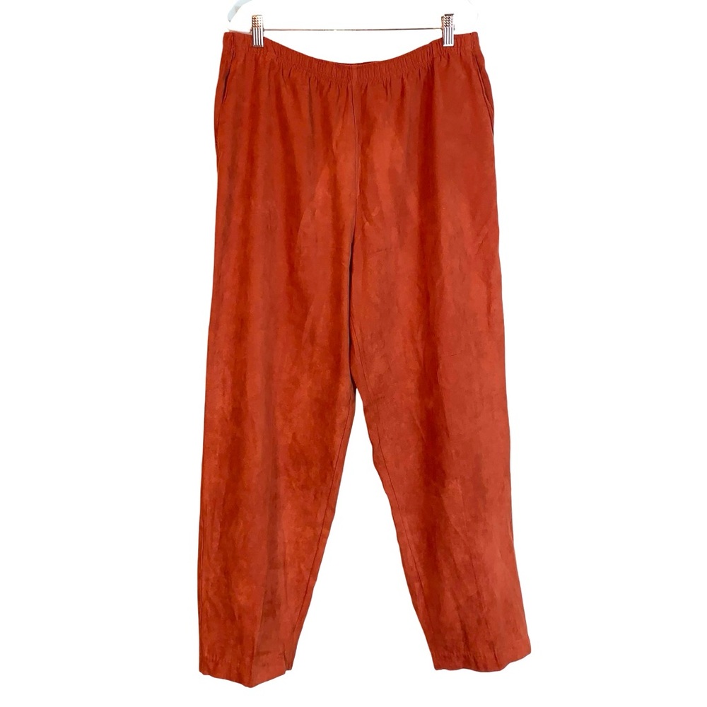 Vintage Southern Lady Faux Suede Pullon Pants Relaxed Orange Fall Autumn Casual